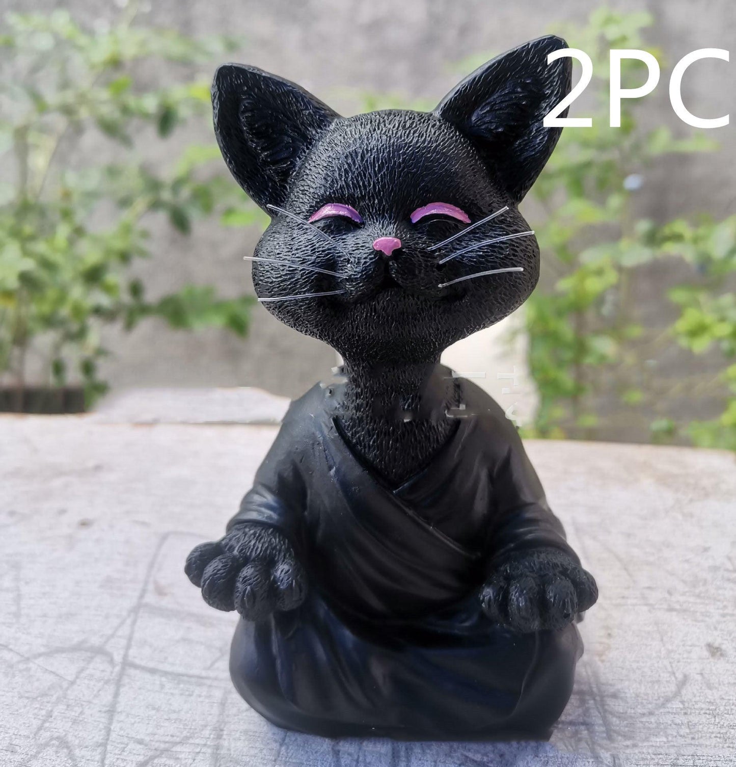 Whimsical Black Buddha Cat Figurine Meditation Yoga Collectible Happy Cat Decor Home Garden Decoration Garden Ornament - Pacisia