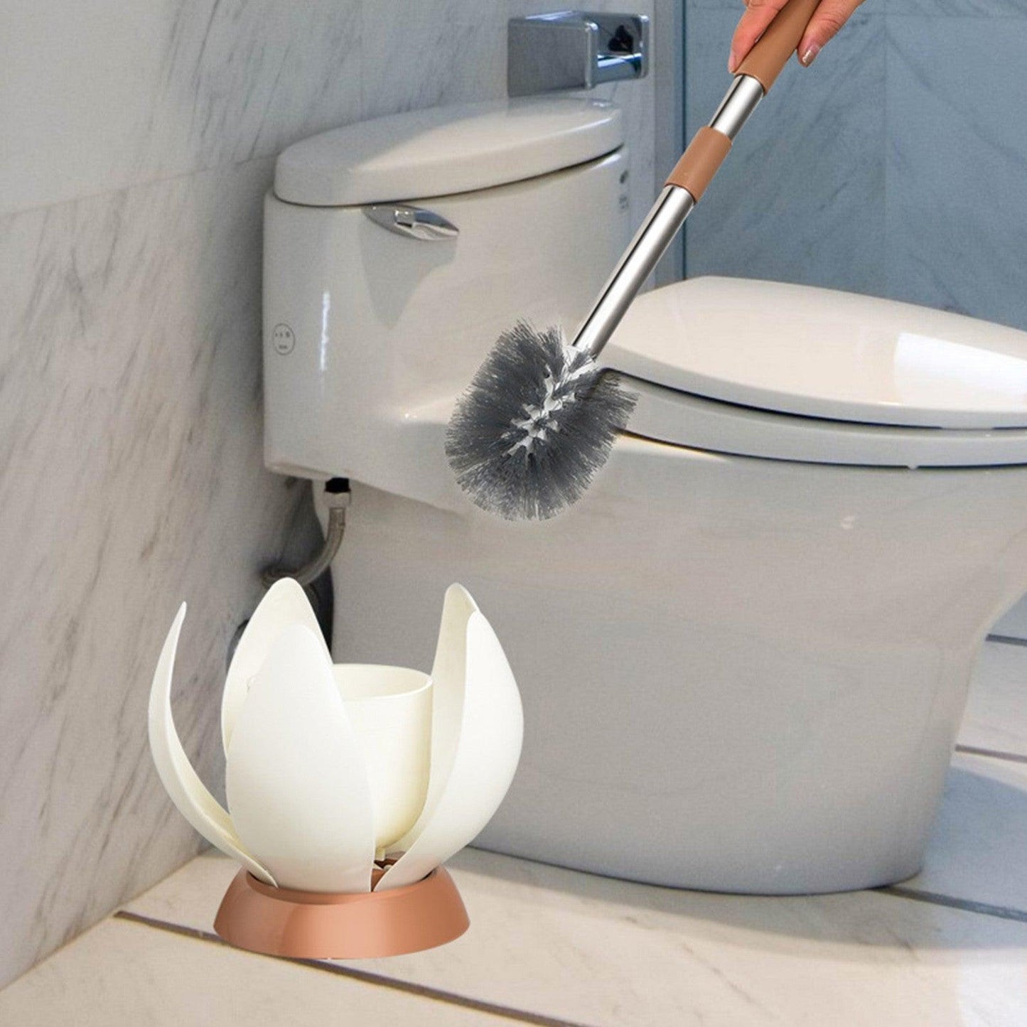 Soft Bristle Toilet Brush Holder Included Sturdy Easy Clean Home Bathroom Silicone Toilet Cleaning Brushes With Stand Waterproof - Pacisia