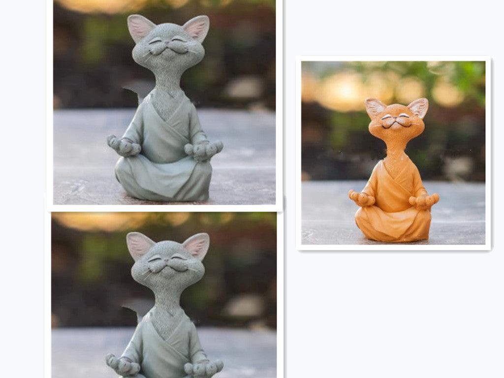 Whimsical Black Buddha Cat Figurine Meditation Yoga Collectible Happy Cat Decor Home Garden Decoration Garden Ornament - Pacisia