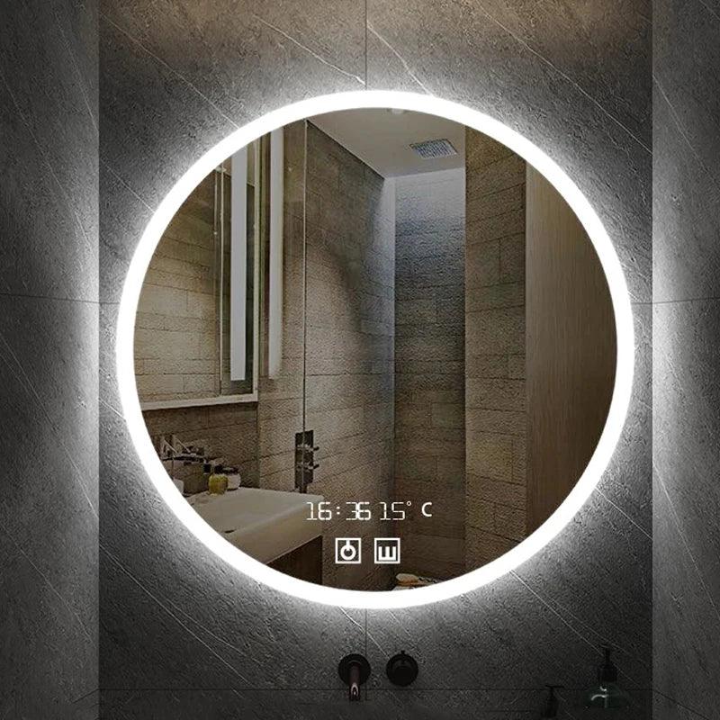 40/50/60CM Round Smart Makeup Bathroom Mirror Adjustable 3 Color Bright LED LIght MultiFunction With Defogging Bluetooth Speaker - Pacisia