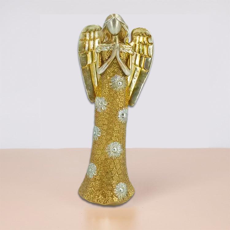 Nordic Light Luxury Golden Heart-hugging Angel Statue Showcase Home Hallway Courtyard Desktop Resin Crafts Small Ornaments - Pacisia