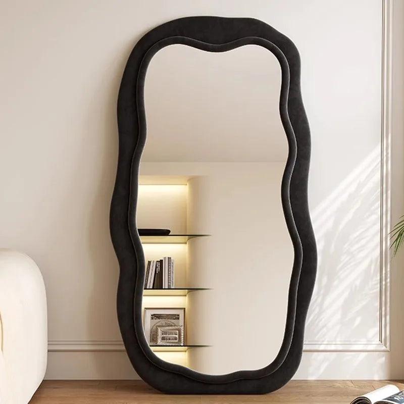 Standing Decorative Mirrors Bathroom Antique Glass Wavy Mirror Floor Makeup Big Aesthetic Espejo Cuerpo Entero Home Decor - Pacisia