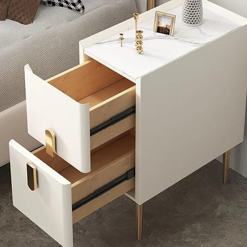 Charging White Nightstands Small Narrow Organizer Side Gold Bedside Table Storage Smart High Quality Szafki Nocne Home Decor - Pacisia