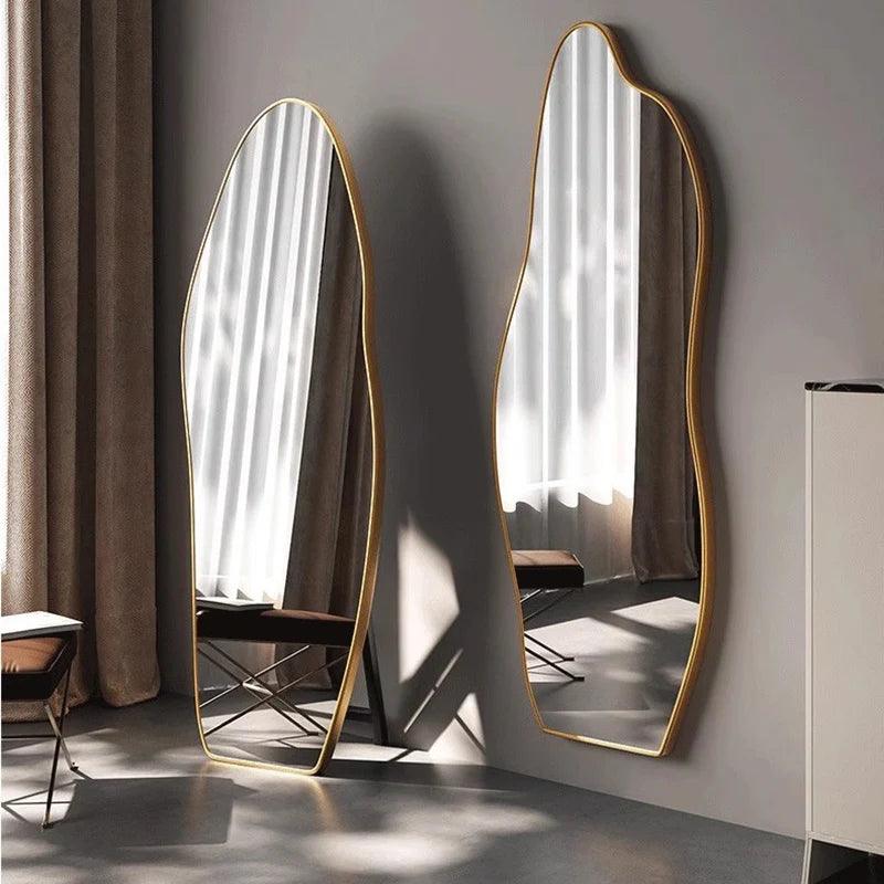 Large Irregular Mirror Bathroom Unbreakable Makeup Wavy Mirror Full Body Adornos Para El Hogar Decoration Home Living Room - Pacisia