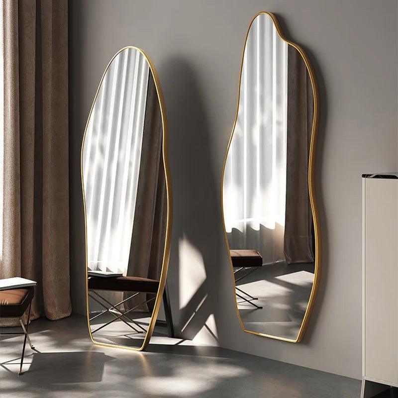 Large Irregular Mirror Bathroom Unbreakable Makeup Wavy Mirror Full Body Adornos Para El Hogar Decoration Home Living Room - Pacisia