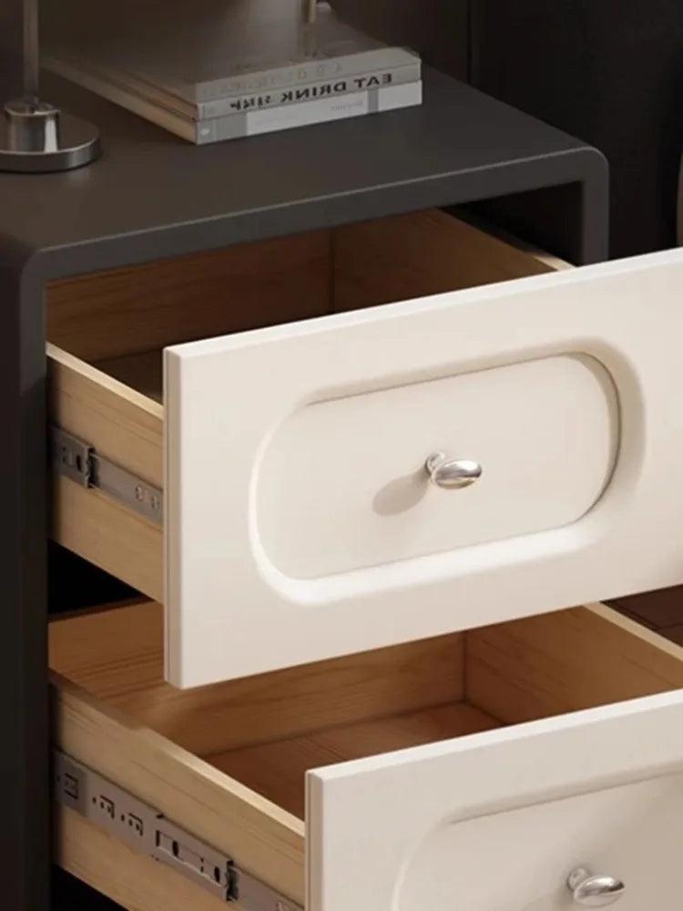 Luxury Cream Style Wood Minimalist Bedside Table Modern Childrens Cabinet Lockers Nightstands Mesa De Cabeceira Furniture Home - Pacisia