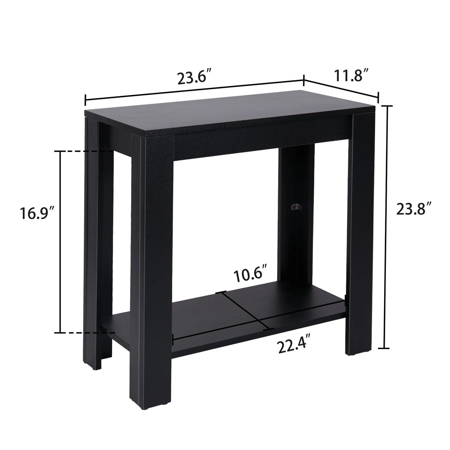 Narrow Sofa Side Table with 2-Tier Open Storage Spaces Modern Living Room Offices End Table Nightstand for Condos, Apartment - Pacisia