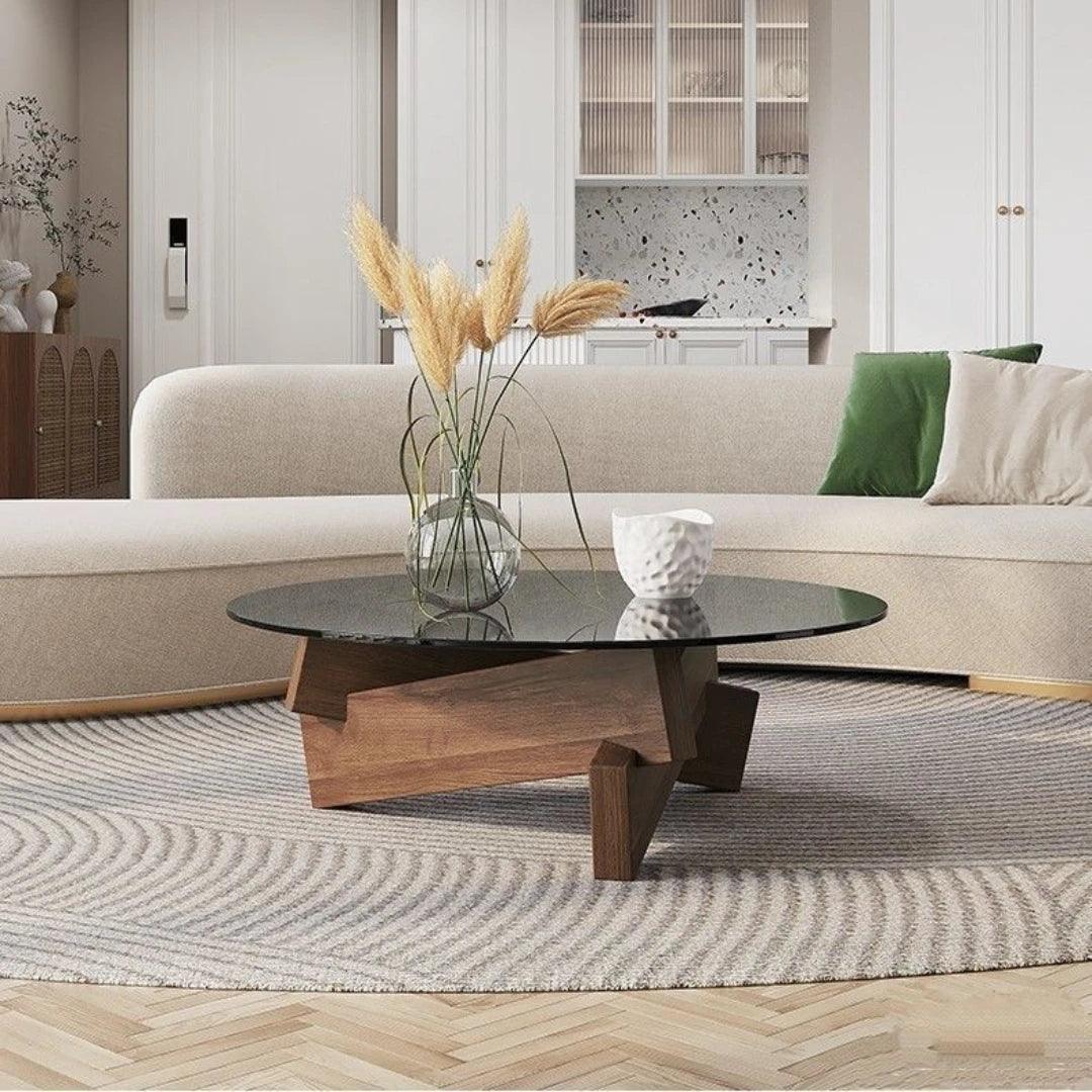 Nordic Creative Transparent Glass Solid Wood Coffee Tables Living Room Vintage Minimalist Tea Table Hall Design Home Furniture - Pacisia