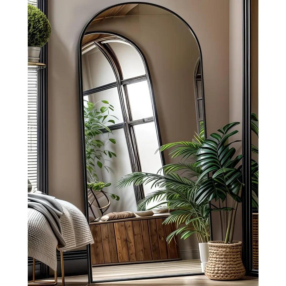 Mirror, 65*170 Oversized Independent, Arched Floor Standing Mirror, Black Full Body Mirror With Bracket In Bedroom - Pacisia