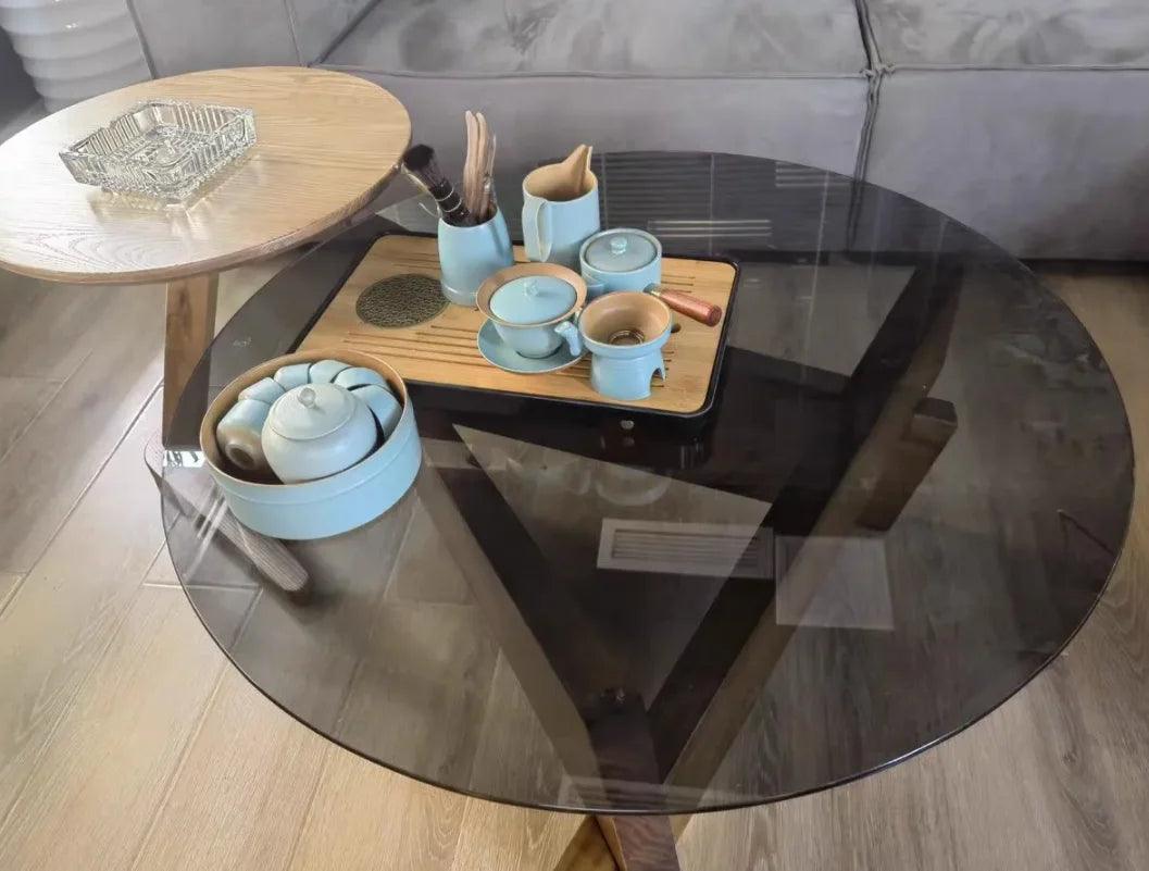 Nordic Creative Transparent Glass Solid Wood Coffee Tables Living Room Vintage Minimalist Tea Table Hall Design Home Furniture - Pacisia