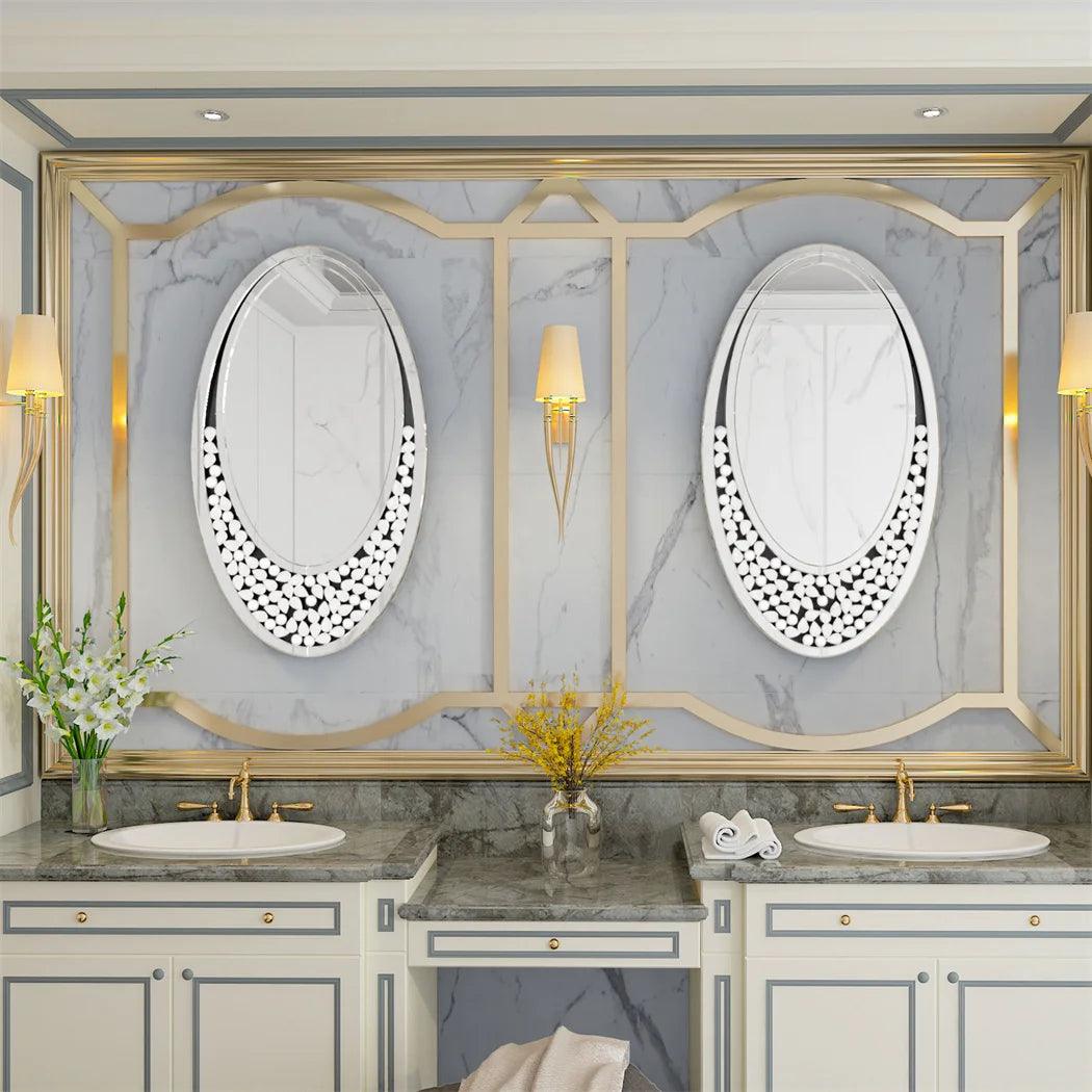 LUVODI Dazzling Oval Home Decor Mirror Teardrop Art Design Accent Wall Mirror for Living Room Entryway - Pacisia