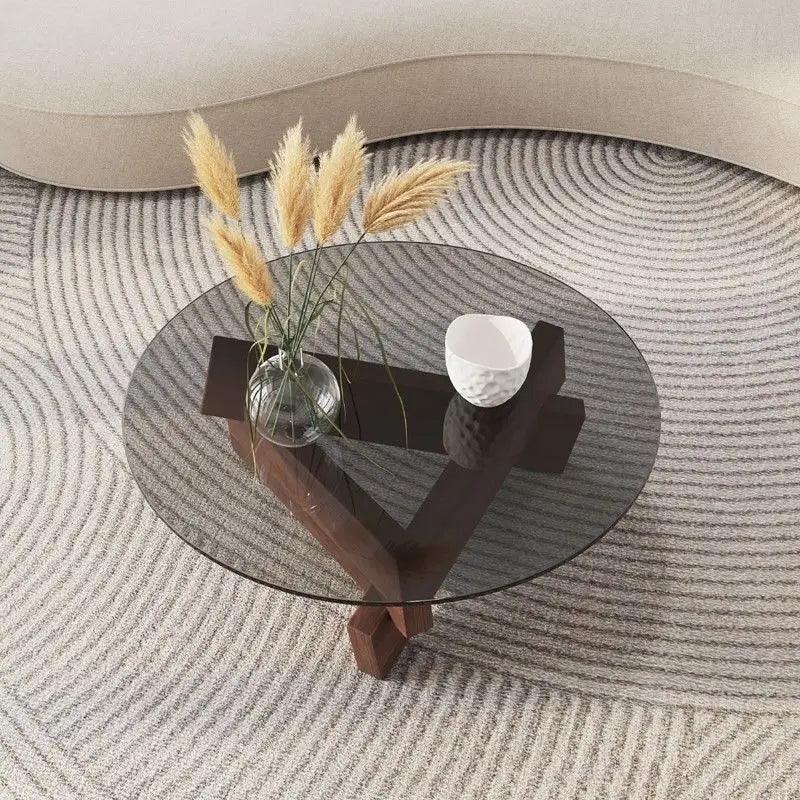 Nordic Creative Transparent Glass Solid Wood Coffee Tables Living Room Vintage Minimalist Tea Table Hall Design Home Furniture - Pacisia