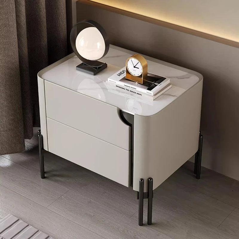 Pretty Italian Nightstands Aesthetic Luxury Storage White Minimalist Bedside Table Drawers Modern Table De Chevet Home Furniture - Pacisia