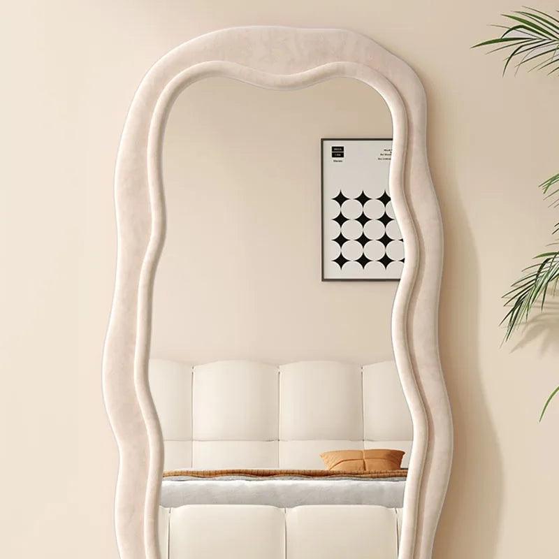 Standing Decorative Mirrors Bathroom Antique Glass Wavy Mirror Floor Makeup Big Aesthetic Espejo Cuerpo Entero Home Decor - Pacisia