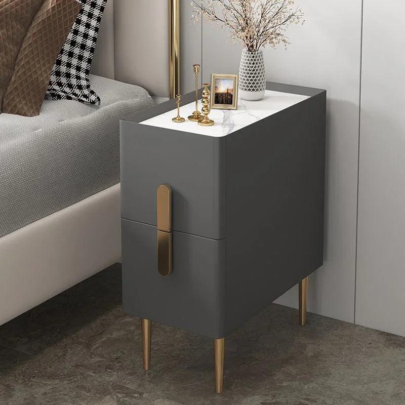Charging White Nightstands Small Narrow Organizer Side Gold Bedside Table Storage Smart High Quality Szafki Nocne Home Decor - Pacisia