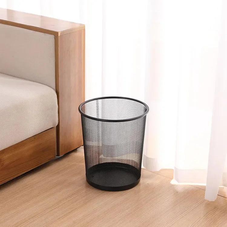Black/Silver Metal Mesh Paper Trash Can Simple Dustbin Wastebasket Household Cleaning Tools For Home Office Recycling Bin - Pacisia