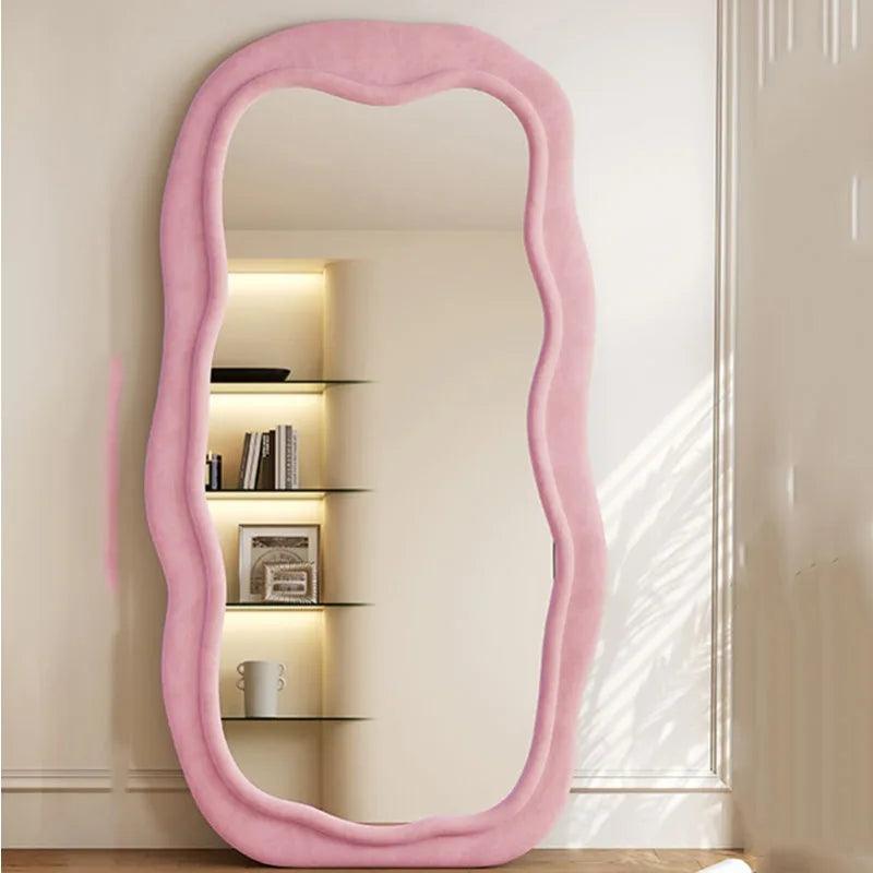 Standing Decorative Mirrors Bathroom Antique Glass Wavy Mirror Floor Makeup Big Aesthetic Espejo Cuerpo Entero Home Decor - Pacisia