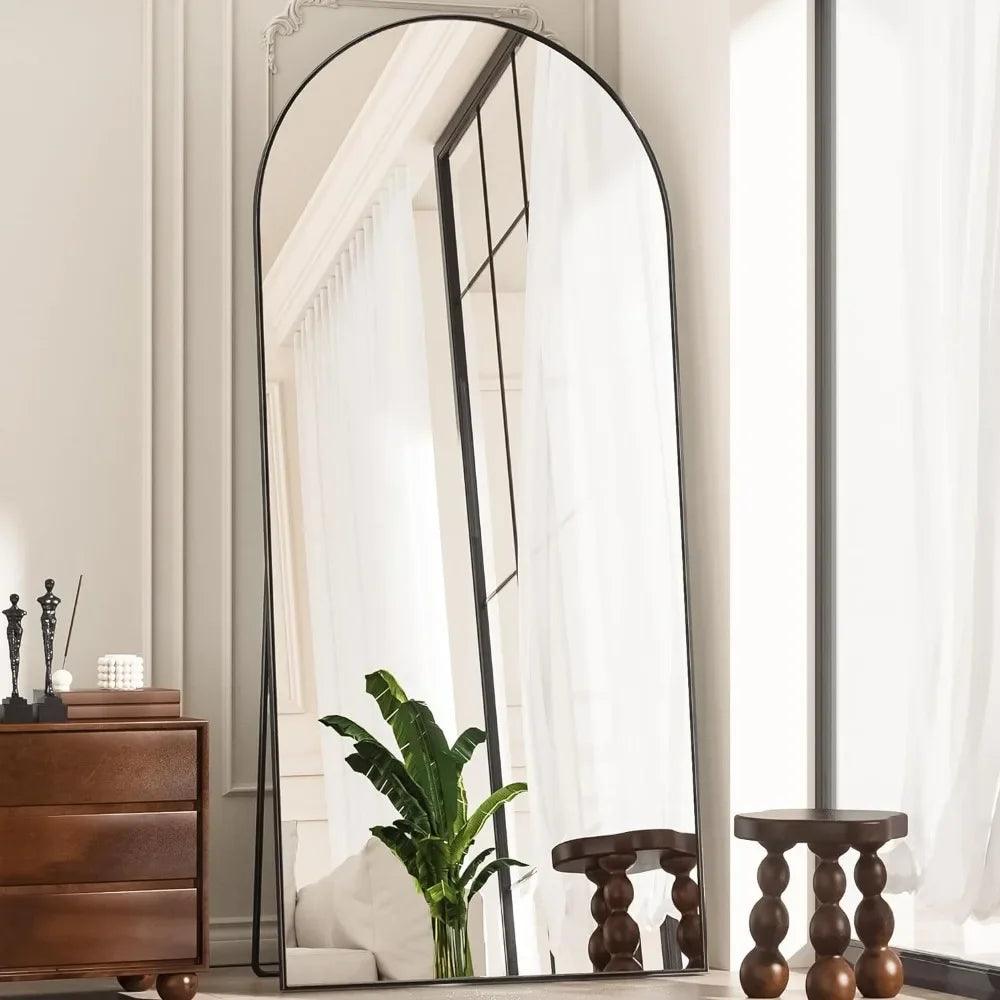 Mirror, 65*170 Oversized Independent, Arched Floor Standing Mirror, Black Full Body Mirror With Bracket In Bedroom - Pacisia