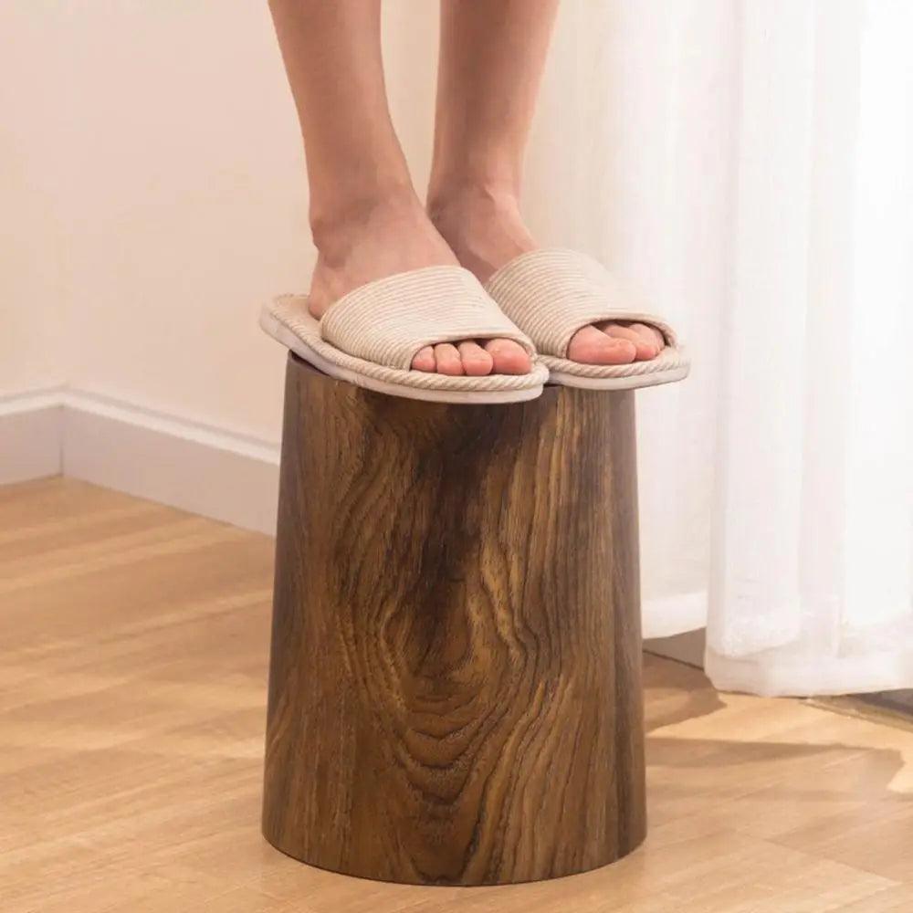 Retro Wood Grain Trash Can Living Room Waste Basket Creative Office Toilet Paper Basket Bathroom Bedroom Supplies - Pacisia