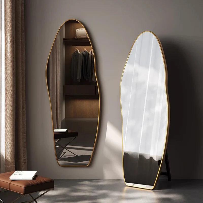 Large Irregular Mirror Bathroom Unbreakable Makeup Wavy Mirror Full Body Adornos Para El Hogar Decoration Home Living Room - Pacisia