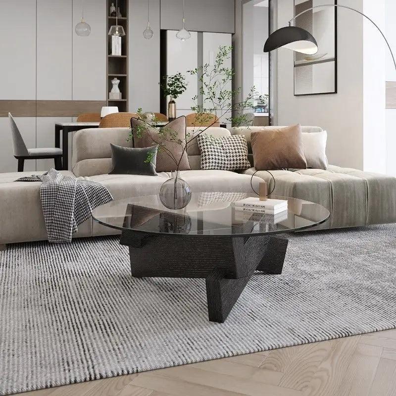 Nordic Creative Transparent Glass Solid Wood Coffee Tables Living Room Vintage Minimalist Tea Table Hall Design Home Furniture - Pacisia