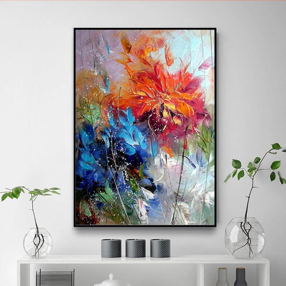 Abstract Watercolor Flower Canvas Painting - Modern Wall Art for Home Decor - Pacisia