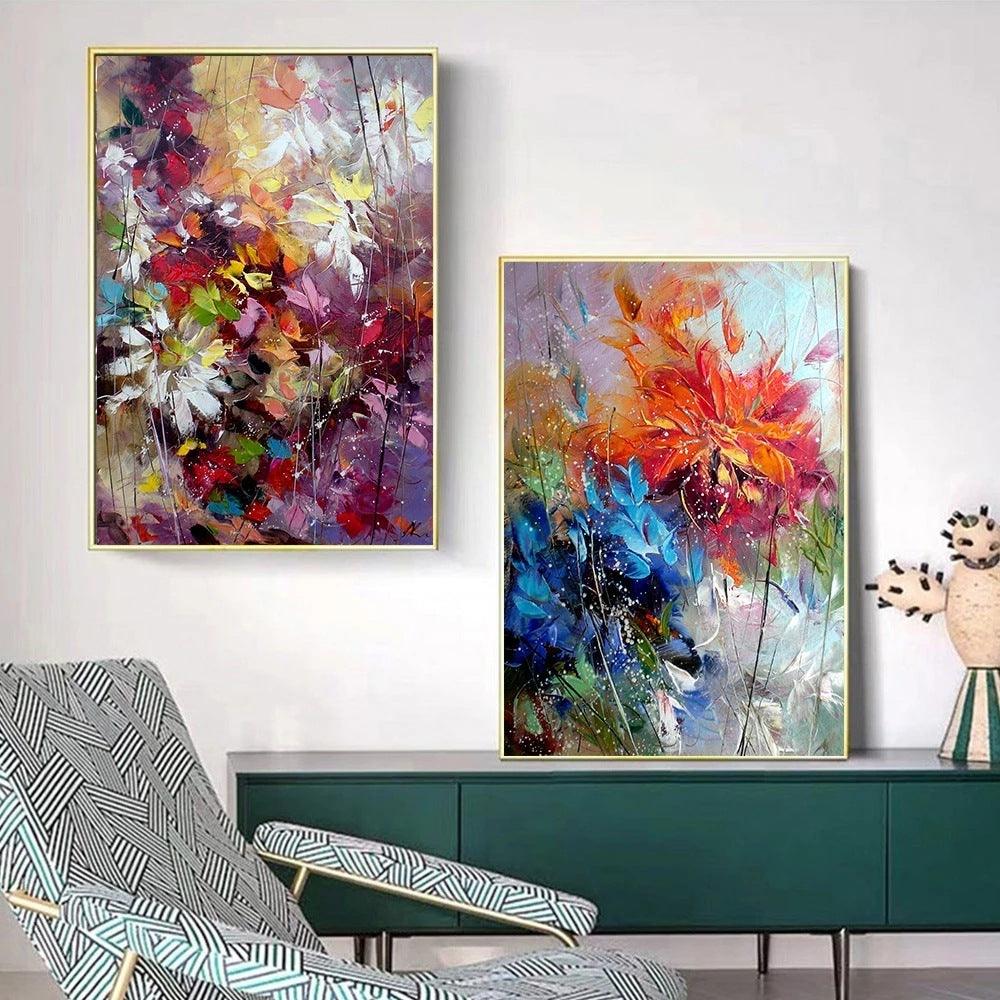 Abstract Watercolor Flower Canvas Painting - Modern Wall Art for Home Decor - Pacisia