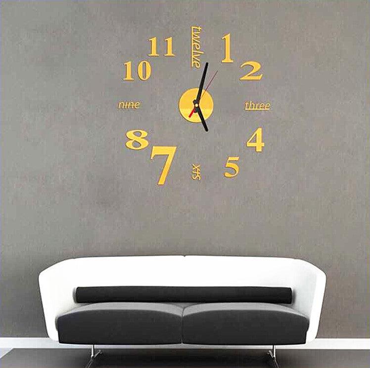DIY Acrylic Creative 3D Stereo Mirror Wall Clock - Pacisia