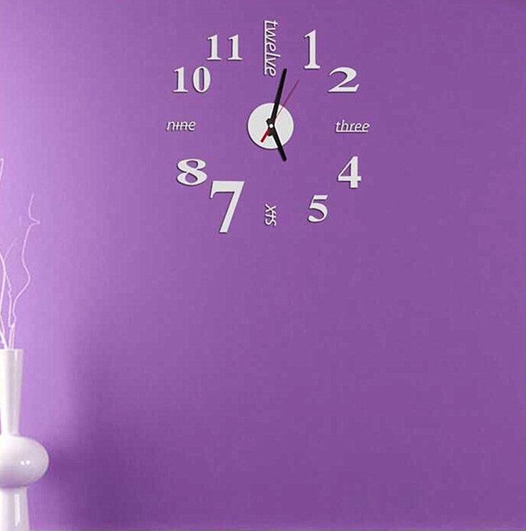 DIY Acrylic Creative 3D Stereo Mirror Wall Clock - Pacisia