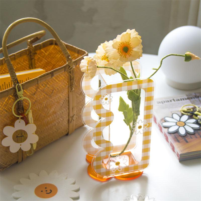 Acrylic Plaid Daisy Sun Flower Vase - Pacisia