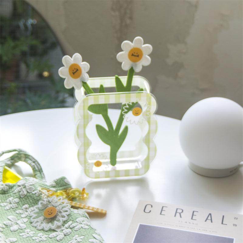 Acrylic Plaid Daisy Sun Flower Vase - Pacisia