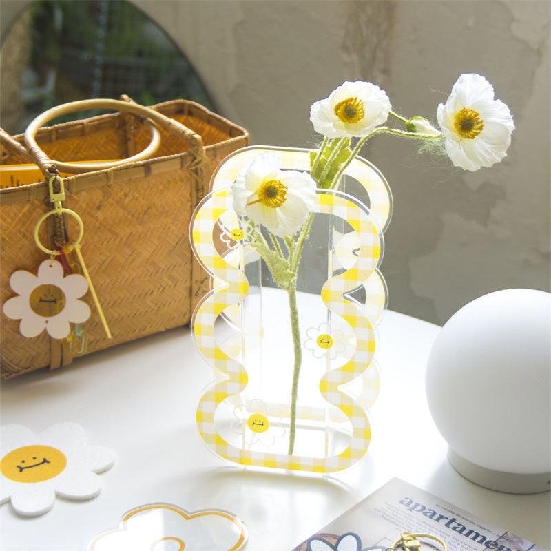 Acrylic Plaid Daisy Sun Flower Vase - Pacisia