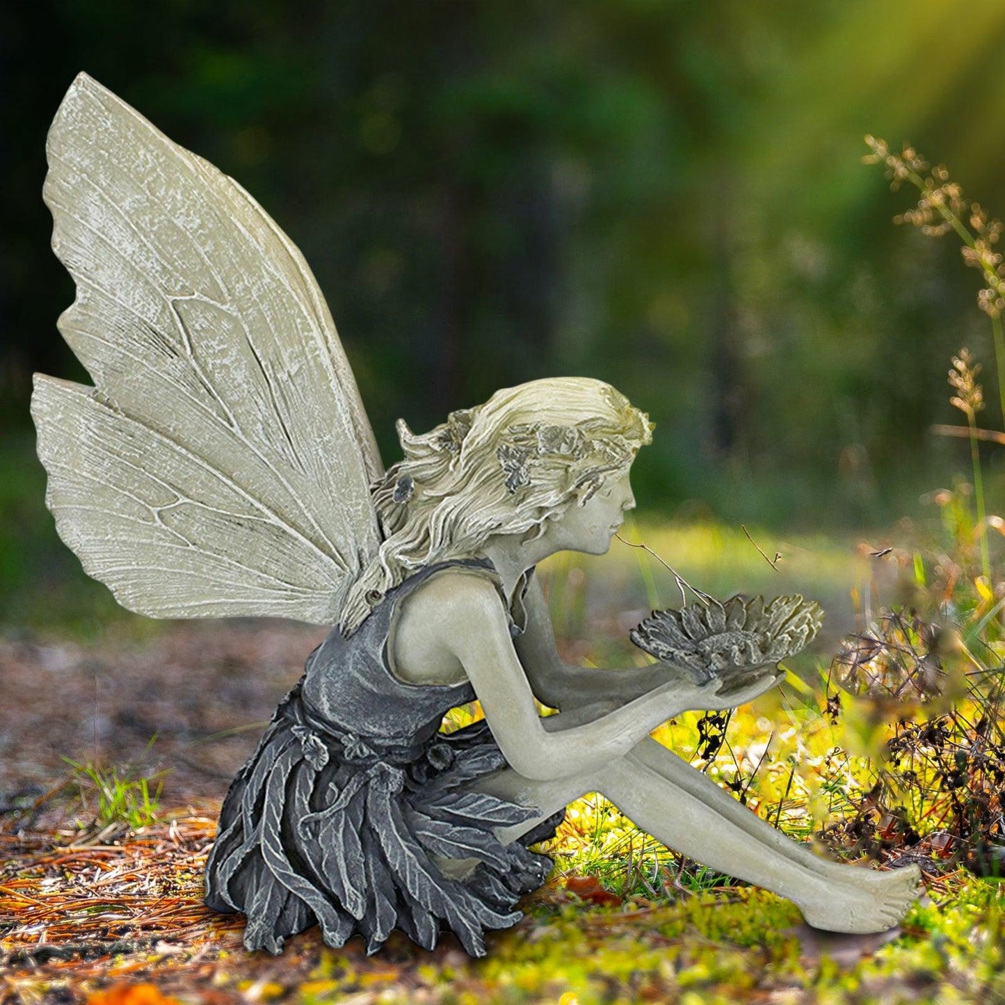 Fairy Sitting Garden Statue Ornament Decoration Resin Crafts Decor Accessories Home Landscaping Backyard Lawn Decoration - Pacisia