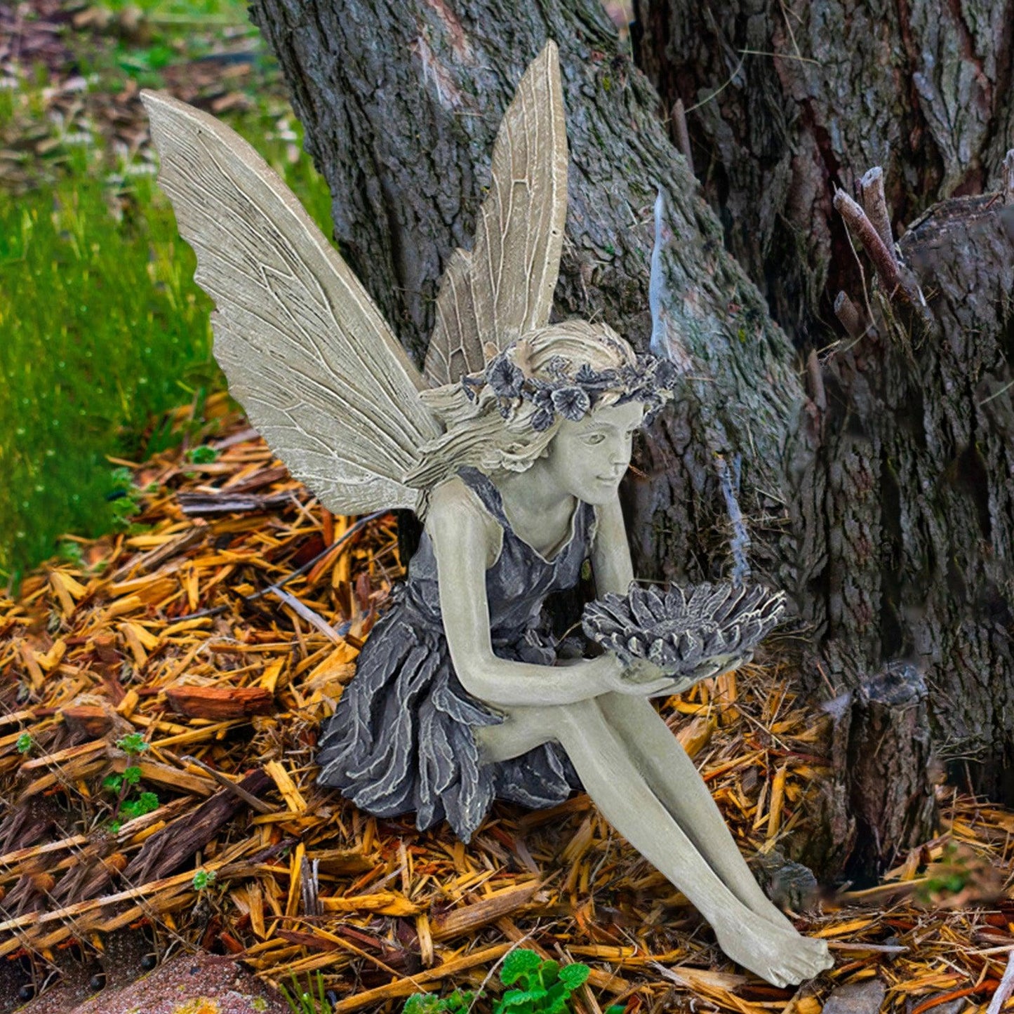 Fairy Sitting Garden Statue Ornament Decoration Resin Crafts Decor Accessories Home Landscaping Backyard Lawn Decoration - Pacisia
