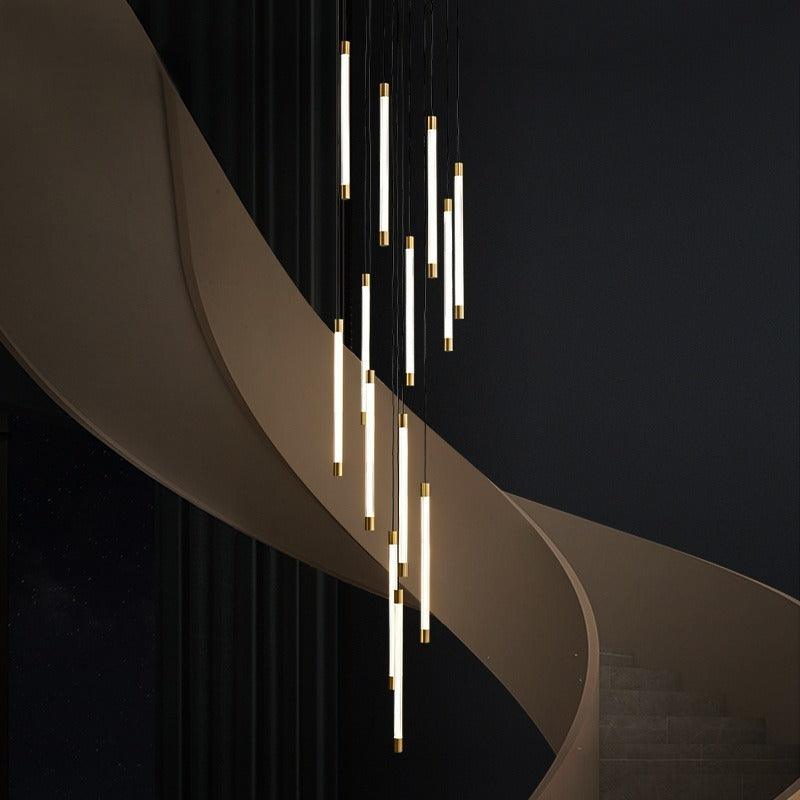 All Copper Duplex Staircase Long Chandelier - Pacisia