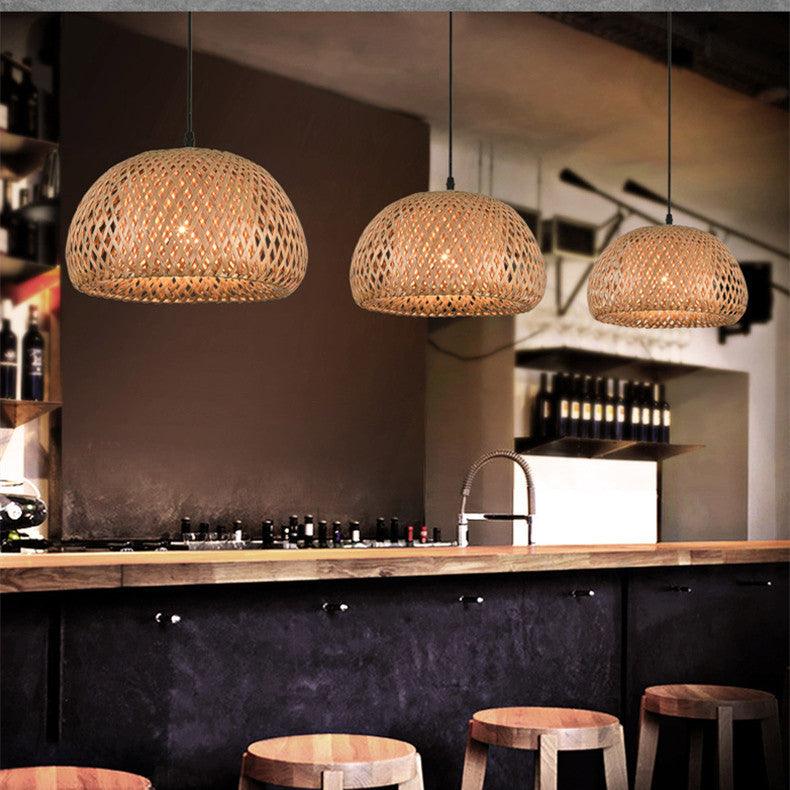 American Garden Bamboo Woven Chandelier Restaurant Southeast Asia Lamps - Pacisia