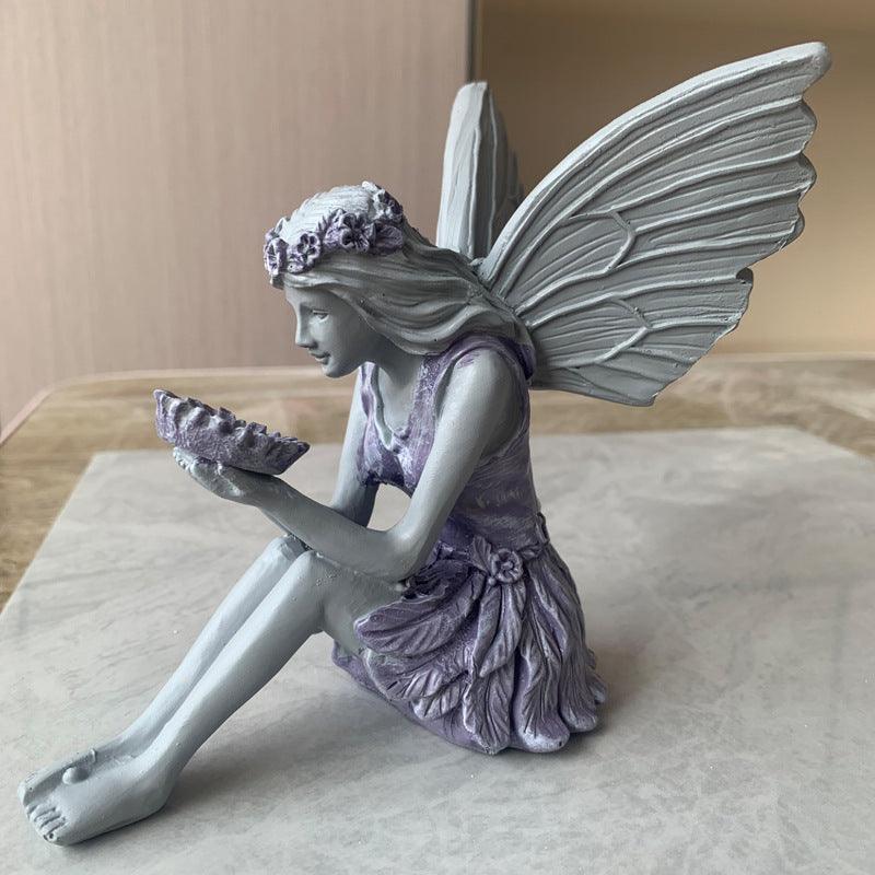 Angel Girl Statue Bouquet Flower Fairy Garden Ornament - Pacisia