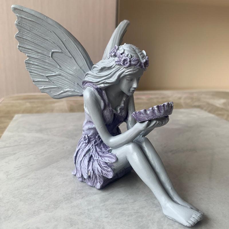 Angel Girl Statue Bouquet Flower Fairy Garden Ornament - Pacisia