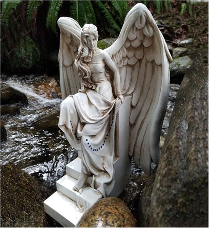 Door Frame Angel Wings Wall Sculpture Ornament Garden Home Decor Secret Fairy - Pacisia