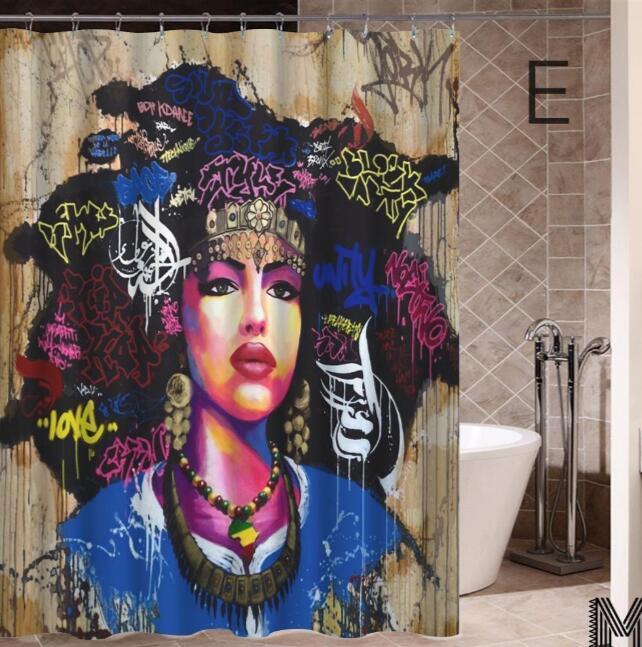 Art Design Shower Curtain - Graffiti Elephant & African Girl Variants - Pacisia