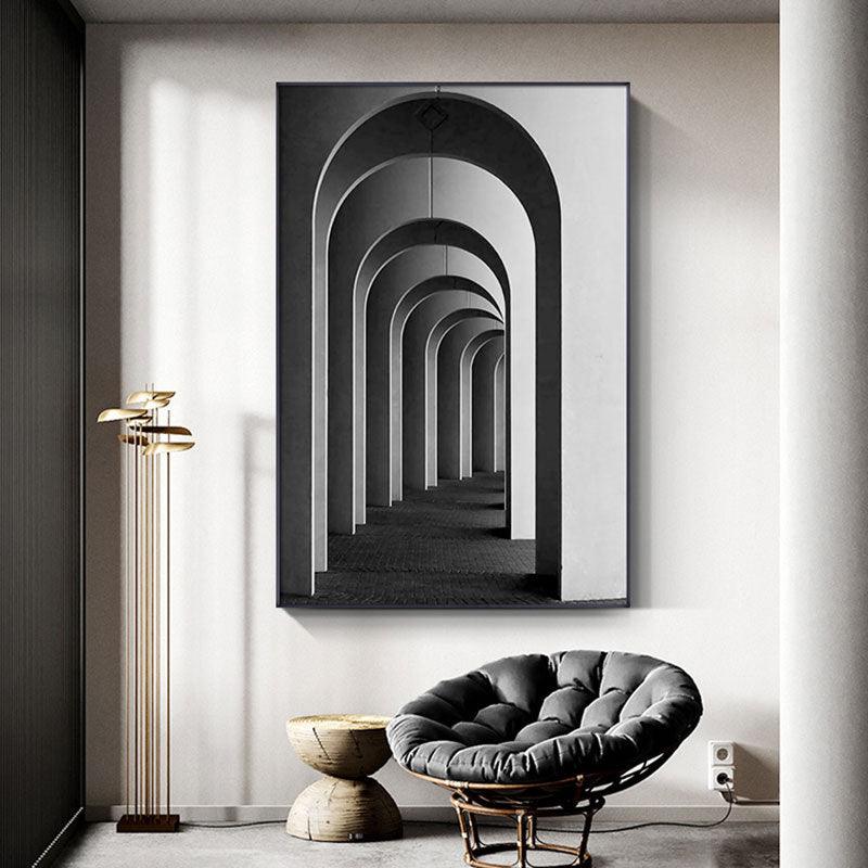 Art Pavilion Living Room Decoration Canvas Painting - Modern Black and White Wall Art - Pacisia