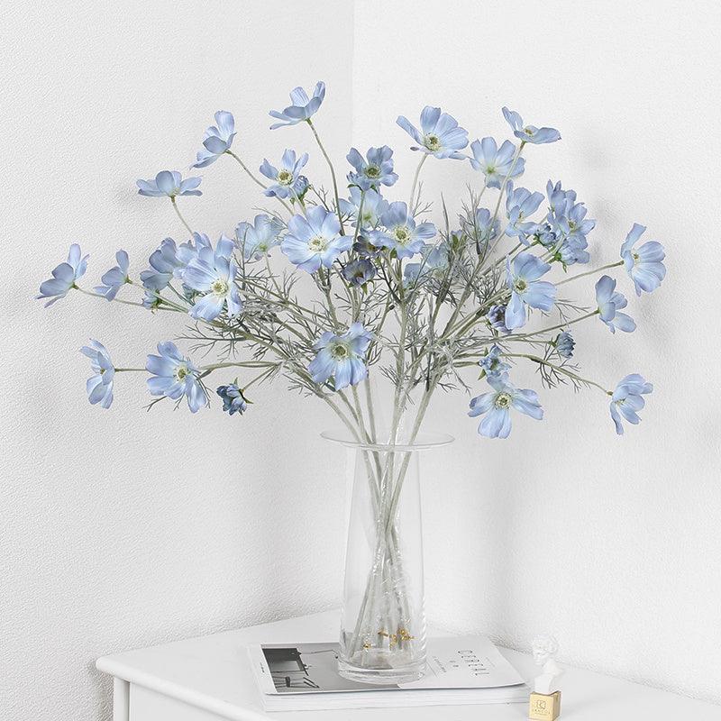 Artificial Flower Cosmos Gray Blue Dining Table Living Room Home Decoration Flower - Pacisia