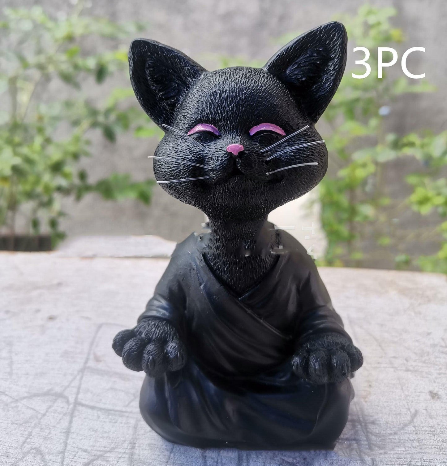Whimsical Black Buddha Cat Figurine Meditation Yoga Collectible Happy Cat Decor Home Garden Decoration Garden Ornament - Pacisia