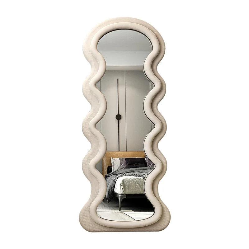 Bedroom Child Mirror Pink Irregular Large Floor Mirror Wavy Aesthetic Espejos Grandes De Cuerpo Entero Home Decorating Items - Pacisia