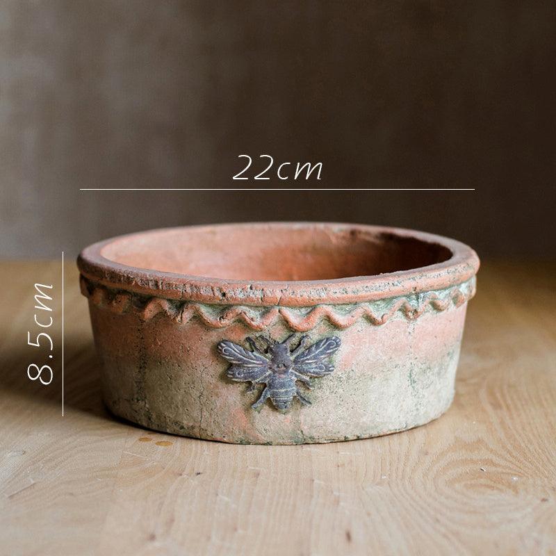 Bee red pottery flowerpot flower vase garden groceries - Pacisia