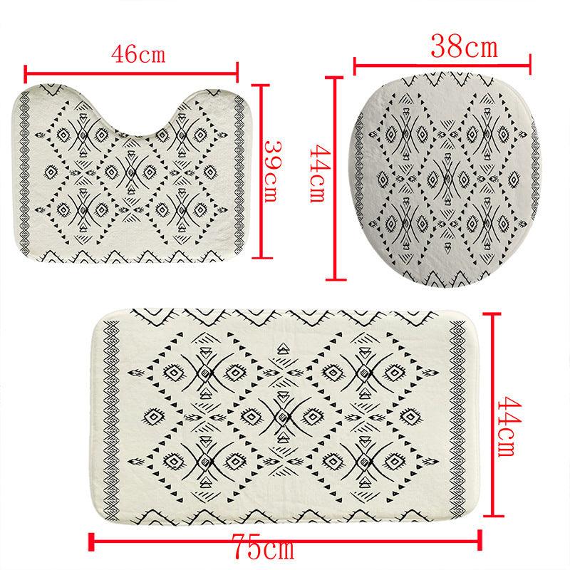 Black And White Pattern Waterproof Green Shower Curtain - Pacisia