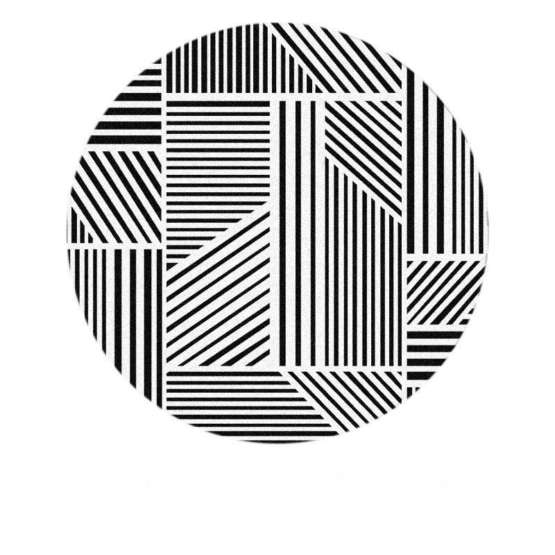 Black And White Round Carpet Zebra Lines - Pacisia