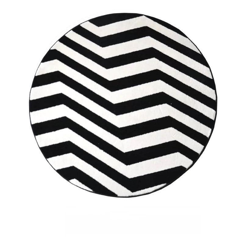 Black And White Round Carpet Zebra Lines - Pacisia