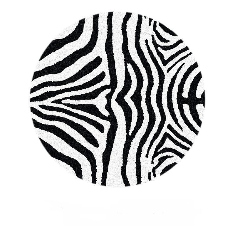 Black And White Round Carpet Zebra Lines - Pacisia
