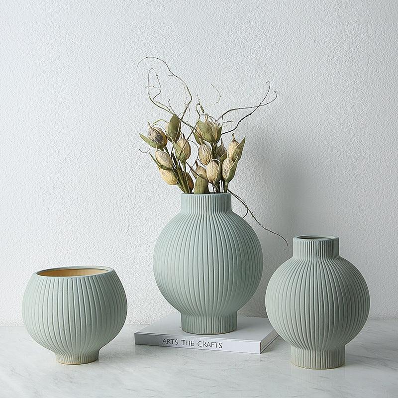 Blue And White Handmade Ceramic Texture Living Room Flower Arrangement Vase - Pacisia
